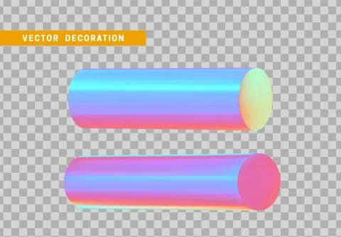 Cylinder 3d objects geometric shape. Set Round timber isolated with colorful  Stock Illustration