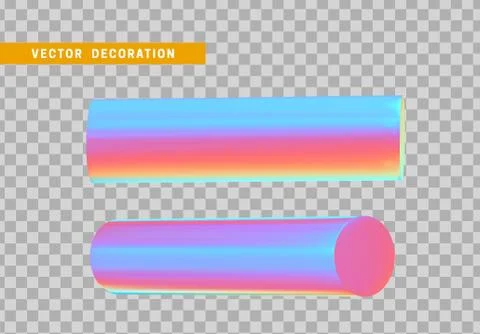 Cylinder 3d objects geometric shape. Set Round timber isolated with colorful  Stock Illustration