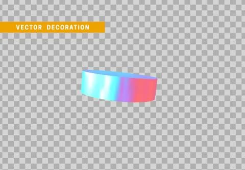 Cylinder 3d objects geometric shape. Round timber isolated with colorful holo Illustrazione stock