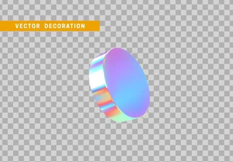 Cylinder 3d objects geometric shape. Round timber isolated with colorful holo Illustrazione stock