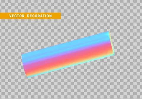 Cylinder 3d objects geometric shape. Round timber isolated with colorful holo Stock Illustration