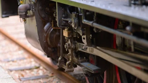 Cylinder and piston of a steam train passing Stock Footage 314902575