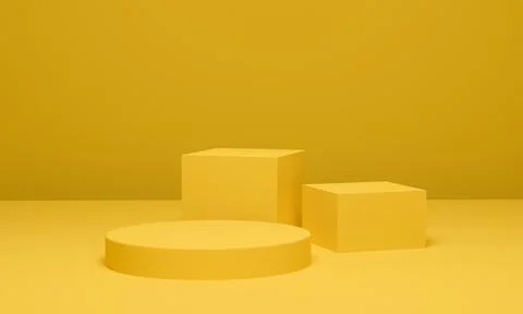 Cylinder background minimal scene geometric platform, Yellow podium pedestal  Stock Illustration