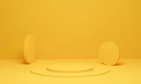 Cylinder background minimal scene geometric platform, Yellow podium pedestal  Stock Illustration
