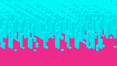 Cylinder bar 3D virtual isometric shuffle wave pattern, Blockchain technology Stock Footage 110836861