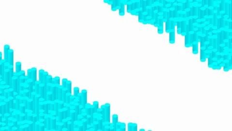 Cylinder bar 3D virtual isometric shuffle wave pattern, Blockchain technology Stock Footage 111372559