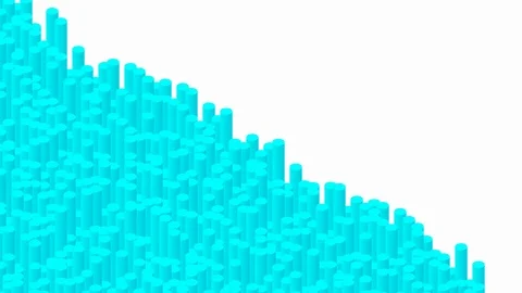 Cylinder bar 3D virtual isometric shuffle wave pattern, Blockchain technology Stock Footage 111372759