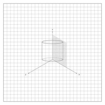 Cylinder With Base On Coordinate Plane On Notebook Illustrazione stock
