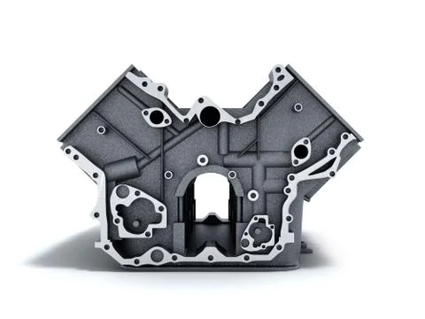 Cylinder block from car with v6 engine 3d render on a white background Stock Illustration