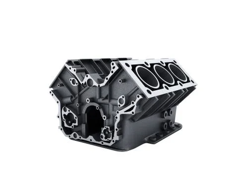 Cylinder block from car with v6 engine 3d render on a white background no sha Stock Illustration