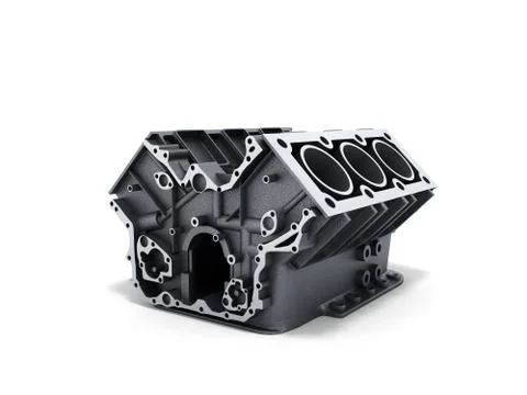 Cylinder block from car with v6 engine 3d render on a white background Stock Illustration
