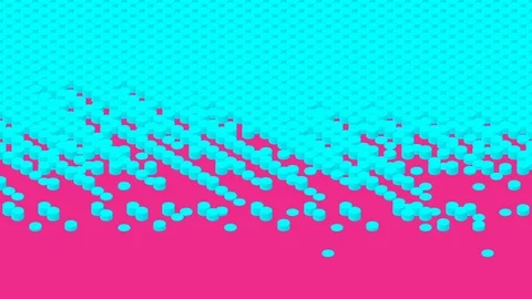 Cylinder box 3D virtual isometric shuffle wave pattern, Blockchain technology Stock Footage 111305654