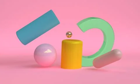 Cylinder box sphere 3d abstract style background. Concept : poster, advertisi Stock Illustration