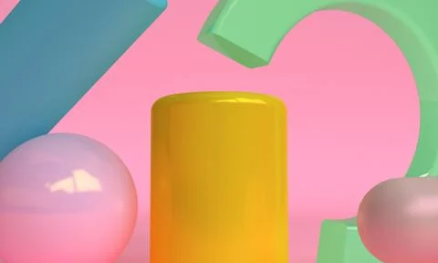Cylinder box sphere 3d abstract style background. Concept : poster, advertisi Stock-Illustration