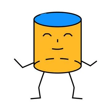 Cylinder geometric shape character icon color illustration Stock Illustration