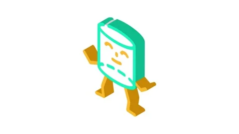 Cylinder geometric shape character isometric icon animation Stock Footage 327295911