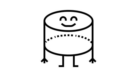 Cylinder geometric shape character line icon animation Stock Footage 326138706