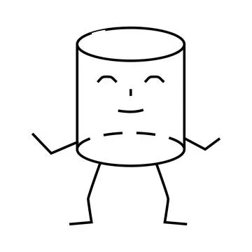 Cylinder geometric shape character line icon vector illustration Stock Illustration