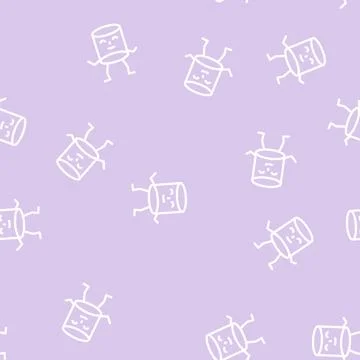 Cylinder geometric shape character line vector seamless pattern Stock Illustration