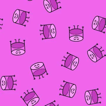 Cylinder geometric shape character vector seamless pattern 스톡 일러스트