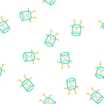 Cylinder geometric shape character vector seamless pattern Stock Illustration