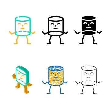Cylinder geometric shape designs character color icon vector Stock Illustration