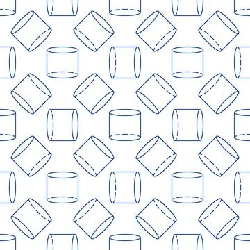 Cylinder Geometrical Figure vector linear seamless pattern. Geometry Educat.. Stock Illustration