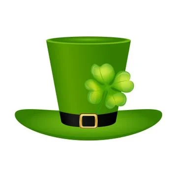 Cylinder hat leprechaun with clover leaf for St. Patrick Stock Illustration