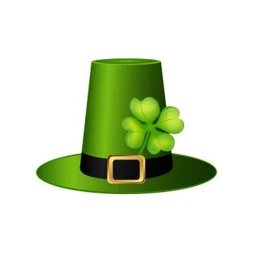 Cylinder hat leprechaun with clover leaf for St. Patrick Stock Illustration