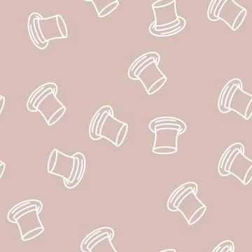 Cylinder hat line vector seamless pattern Stock Illustration