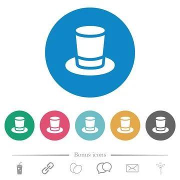 Cylinder hat solid flat round icons Illustrazione stock