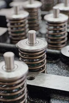 Cylinder head of an internal combustion engine with the cover removed Stock Photos