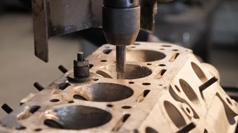 Cylinder head surface planing for sealing Stock Footage 324507319