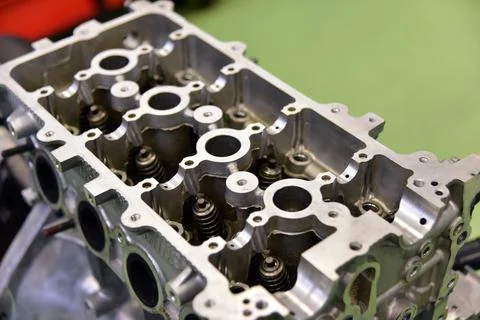 Cylinder head with the valves Stock Photos