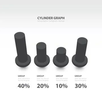 Cylinder infographic 3d graph template black color balance Stock Illustration