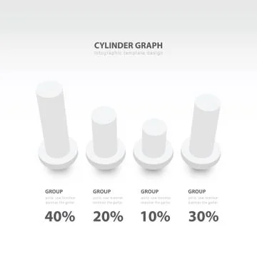 Cylinder infographic 3d graph template white color balance Illustrazione stock