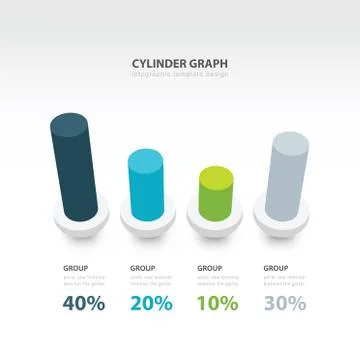 Cylinder infographic 3d graph template 4 color Stock Illustration