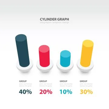 Cylinder infographic 3d graph template Stock Illustration