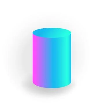 Cylinder - One 3D geometric shape with holographic gradient isolated on white Stock Illustration