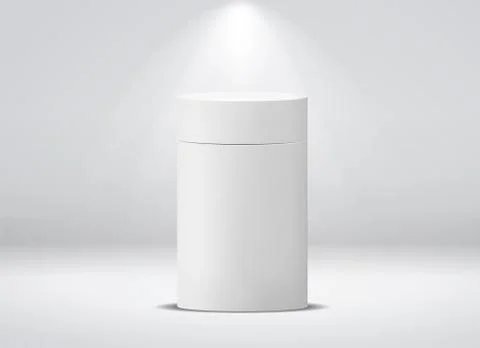 Cylinder package. White round empty paper box for food soup tea coffee vector イラスト素材