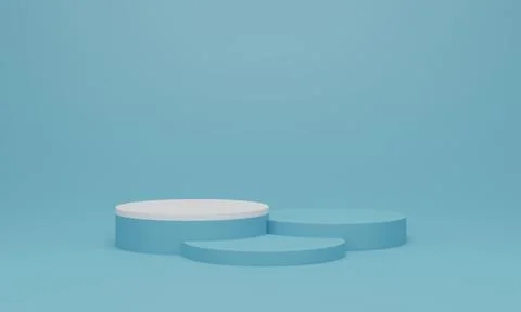 Cylinder podium on light blue background. Abstract minimal scene with geome.. Stock Illustration