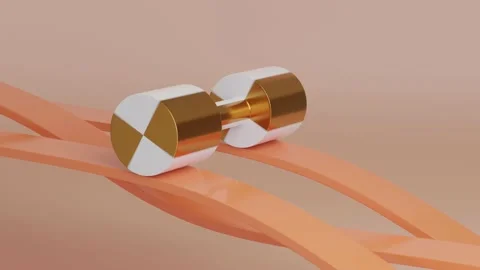 Cylinder rolling on a tape. Endless 3d animation. Stockbeeldmateriaal 198715173