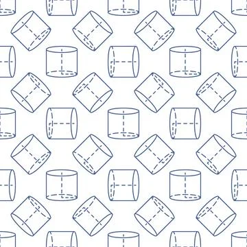 Cylinder Shape thin line seamless pattern - vector Geometry concept backgroun Stock Illustration