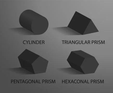 Cylinder Triangular Pentagonal and Hexagonal Prism Stock Illustration