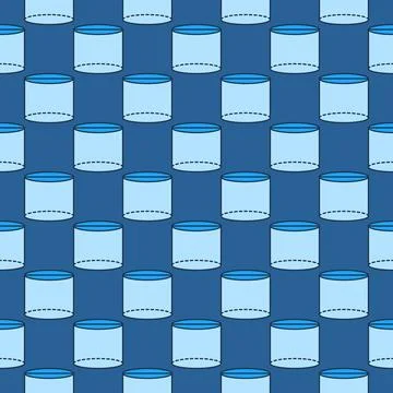 Cylinder vector Elementary Geometry blue seamless pattern Stock Illustration