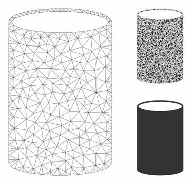 Cylinder Vector Mesh 2D Model and Triangle Mosaic Icon イラスト素材