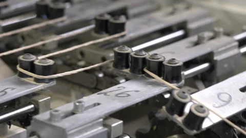 Cylinders and threads perform corrugated cardboard formation Stock Footage 295152086