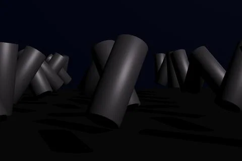 Cylinders on black background Stock Illustration