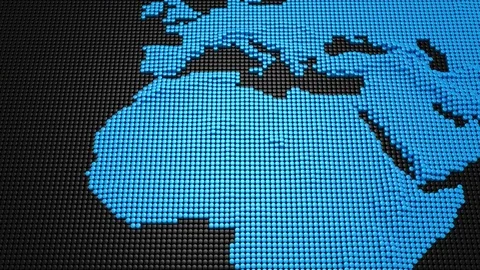Cylinders Form A Relief Map Of The Earth Stock Footage 75568546