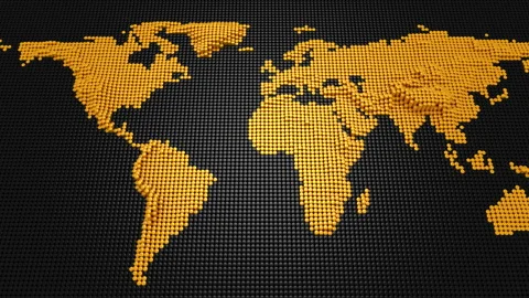Cylinders Formed A Relief Map Of The Earth Stock Footage 85827010